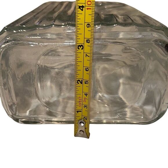 Ribbed Textured Glass Pitcher With Lid Clear & White Size 8" x 5.5" - Picture 4 of 9